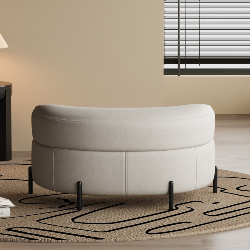 33.9"w Upholstered Storage Ottoman,dressing Shoe Bench, Beige