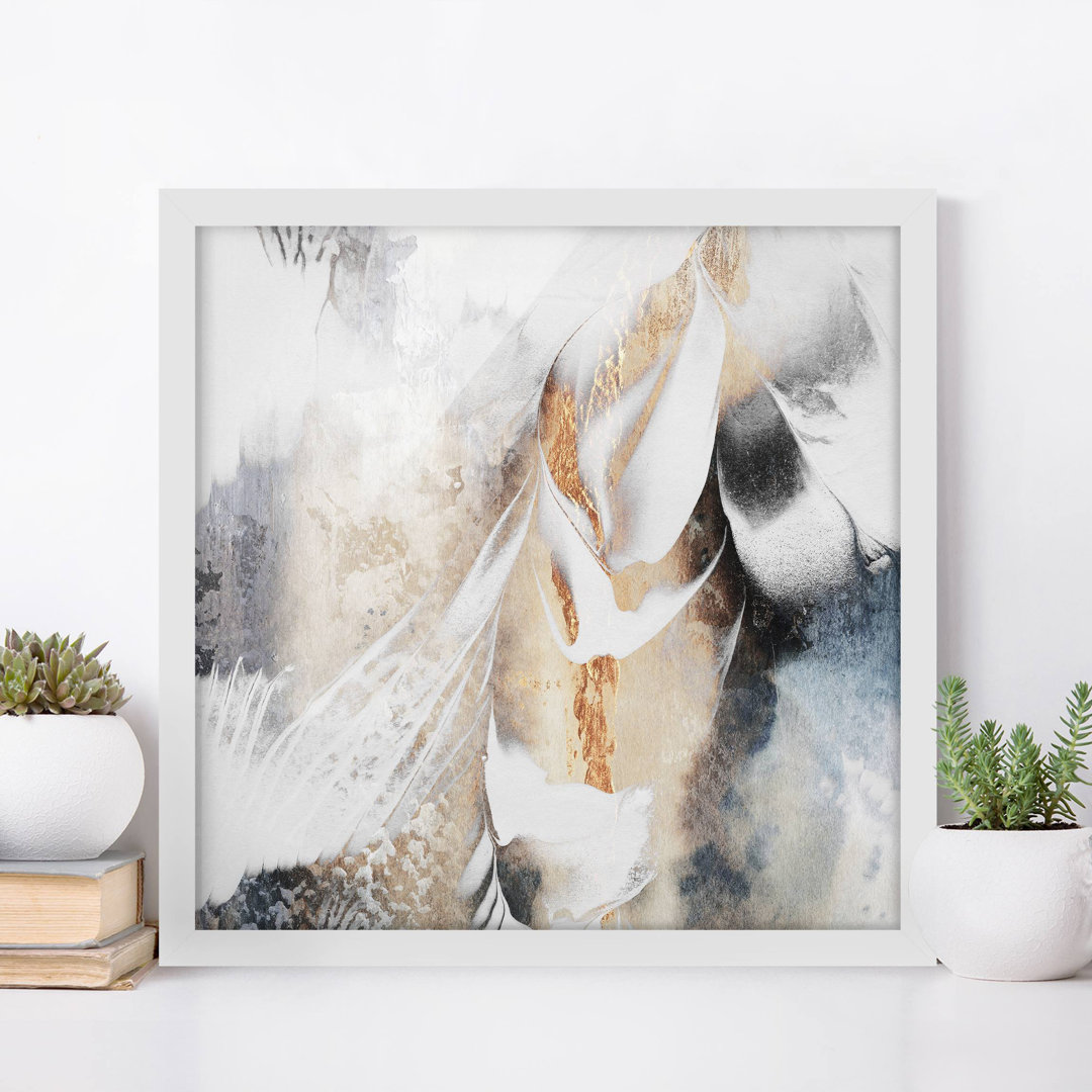 Gerahmtes Poster Golden Abstract Winter