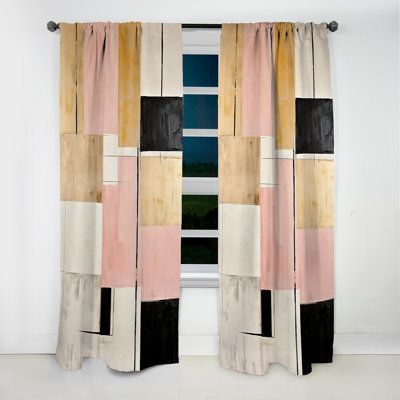 Pink And Gold Cubism Dream - Abstract Shapes Curtain - Blackout Abstract Curtain - 1 Panels