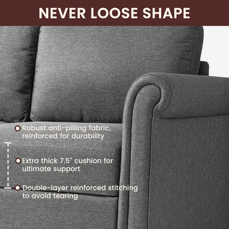 54" Wide 2-Seat Modular Sectional with Storage Ottoman - Memory Foam & Pocket Spring