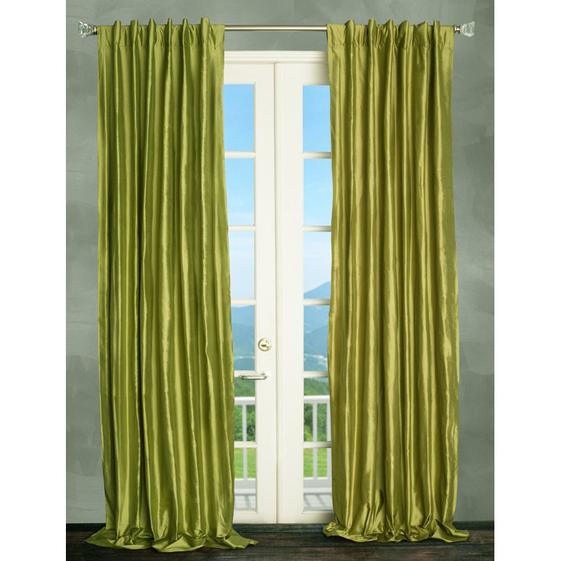 Silk Room Darkening Single Curtain Panel, 50" W x 108" L, Earth
