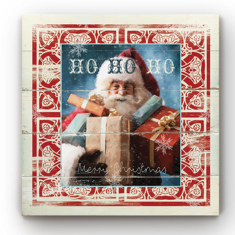 Shiplap Santa - reproduction sur toile tendue, H 16 po x l 16 po x P 1 po