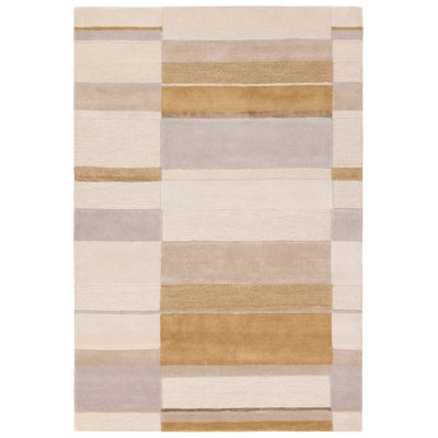 Tapis ivoire et jaune à motif géométrique fait à la main Collman Berkay ICO18