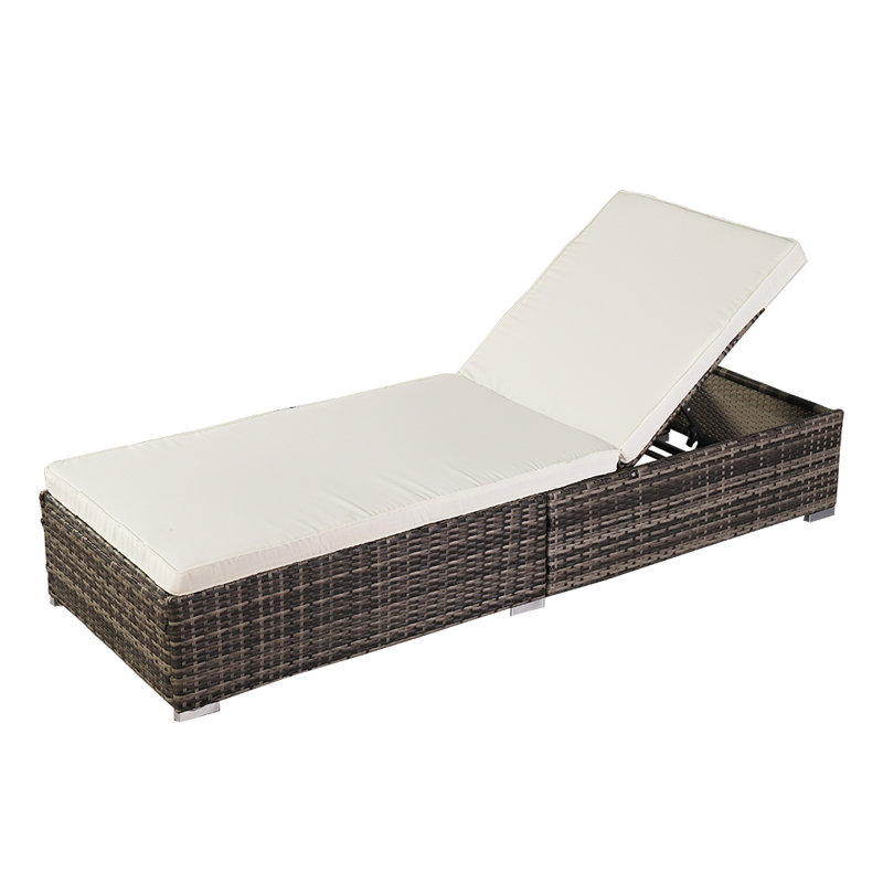 Chaise longue d'extérieur en osier Coster, Gris