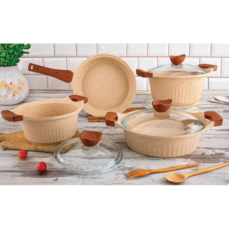 7 - Piece Non-Stick Cookware Set, Cream