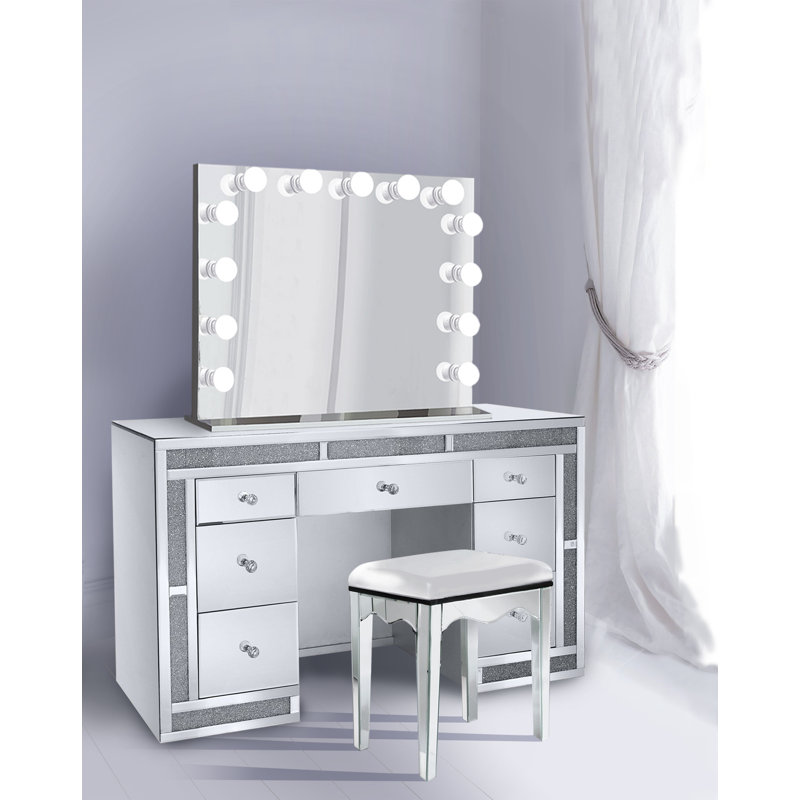 Coiffeuse avec miroir en cristal Chau Glam