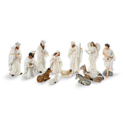 12pcs Ivory Resin Nativity Figurine Set
