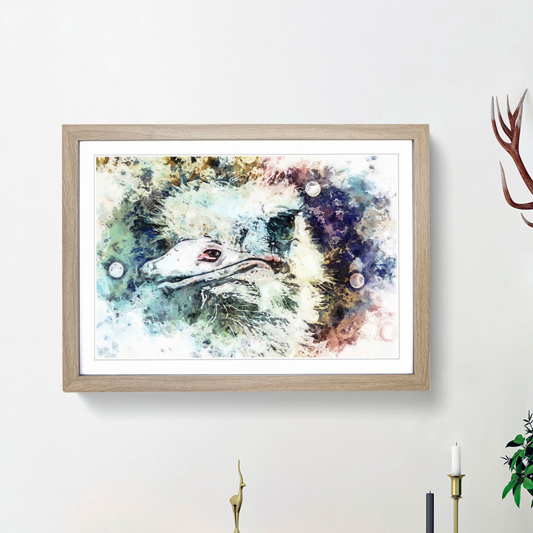 Curious Ostrich in Abstract - Picture Frame Painting Print