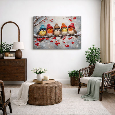 «Winter Birds», art de scène enneigée, impression sur toile
