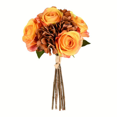 Bouquet de roses artificielles et hortensias 13 po