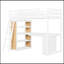 Lit mezzanine avec échelle, tablettes et bureau, blanc