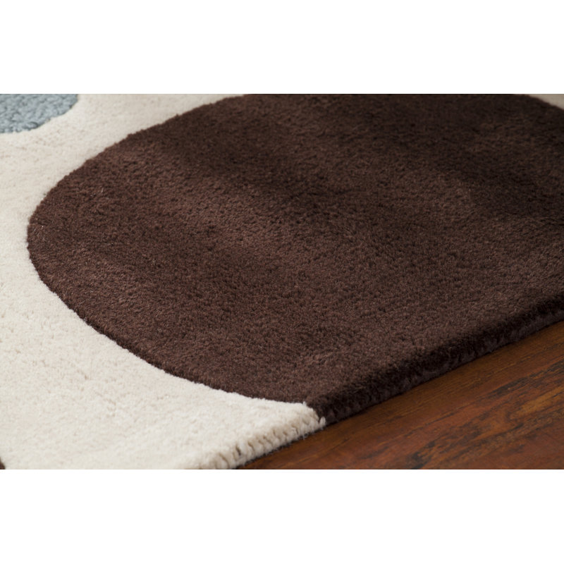 Avalisa Brown/White Area Rug, Rectangle 3'6" x 5'6", Blue/Brown/Cream