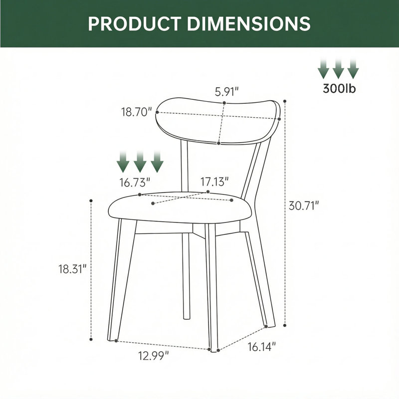 Solid Wood Wing Back Side Chair, Off-white, Natural Oak