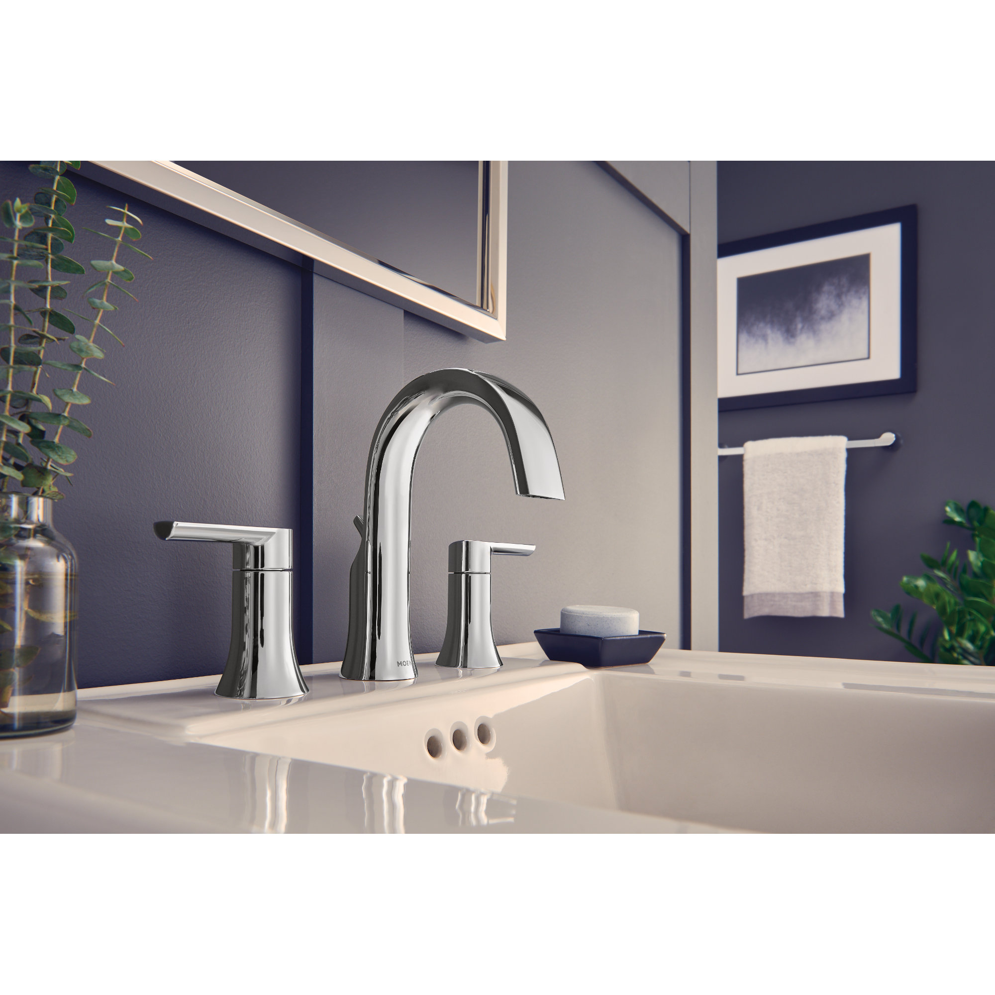 Moen Doux Two-Handle Widespread Bathroom Faucet Trim Kit, Valve Required, Chrome