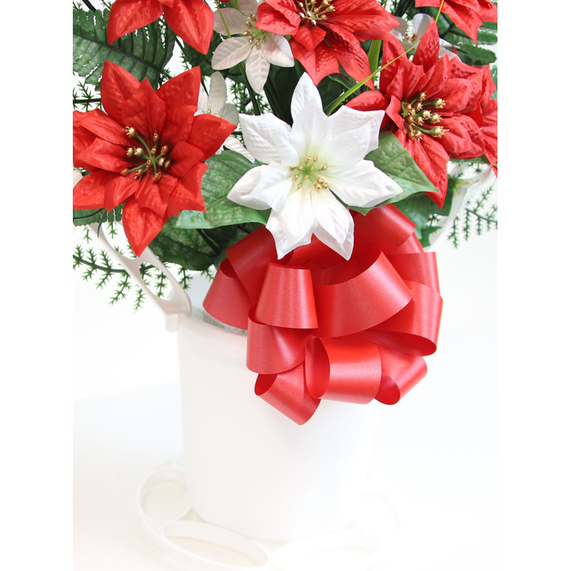 Poinsettia de Noël dans un panier, Rouge / blanc