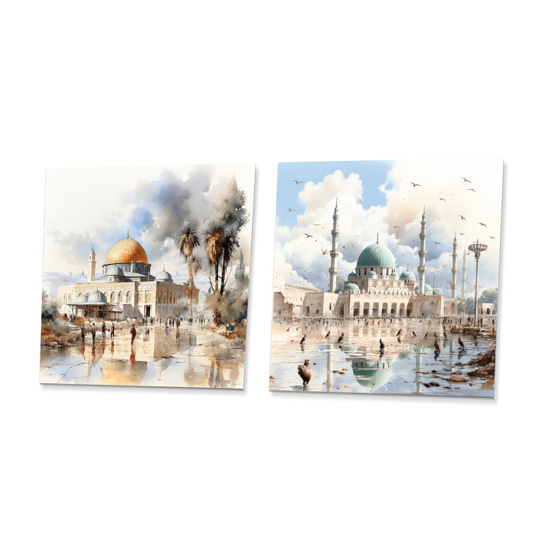 Ensemble de 2 mosaïques «Mystets Al Aqsa», H 23 po x l 46 po