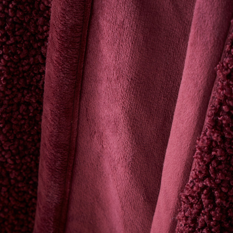 So Soft Velvet Boucle Blanket Throw, Burgundy
