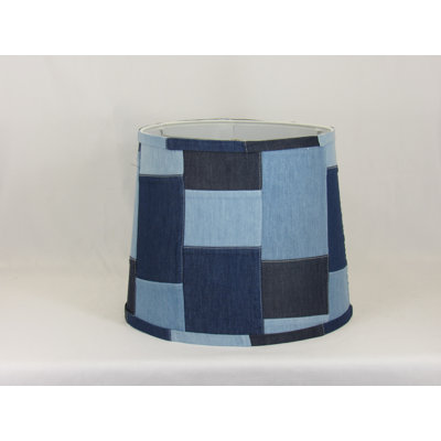 Abat-jour tambour en coton Blue Patch