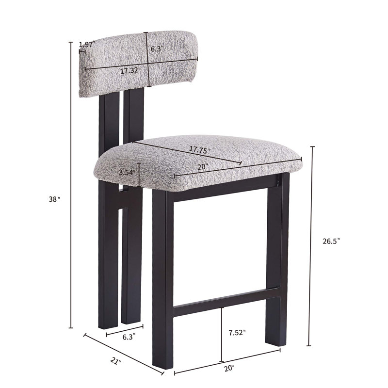 Tabourets ronds élégants de 26,5 po avec siège rembourré à dossier bas et structure en métal pour la cuisine et la salle à manger