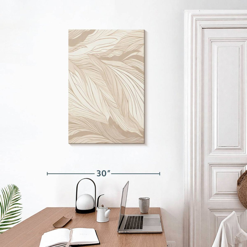 Abstract Beige Leaves I, 30" H x 20" W