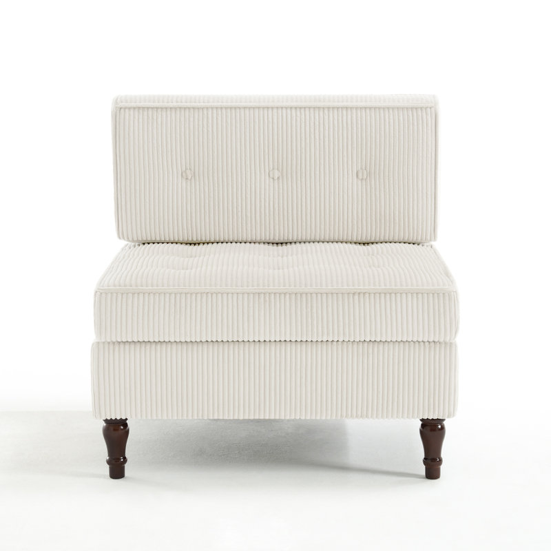 Fauteuil capitonné en velours côtelé, Beige