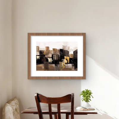 «Earthy Tones Abstract Cityscape», impression encadrée moderne