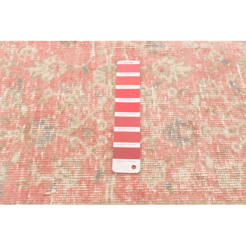 Tapis rouge clair en laine noué à la main de conception unique 2000 pi 3 pi 8 po x 6 pi 10 po Danuel