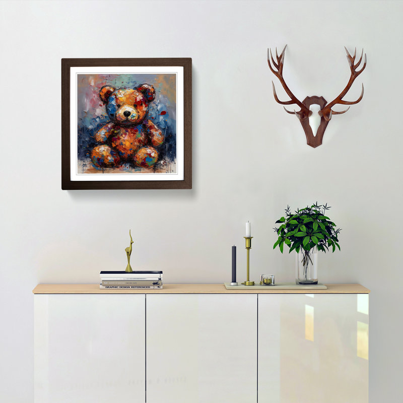 Teddy Bear No.1 - Single Picture Frame Print on Wood, Walnut