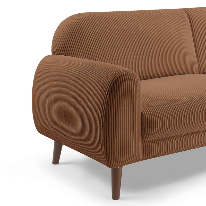 Iris 222Cm Round Arms Sofa, Caramel Corduroy