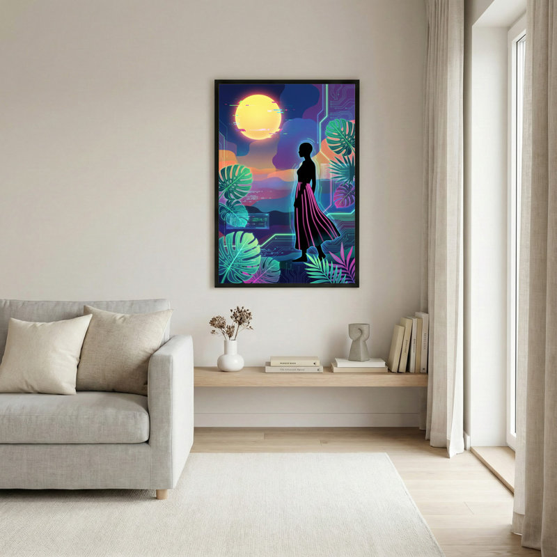 «Neon Jungle Silhouette», ensemble de 1 reproduction d'art sur toile tendue sur toile, H 30 po x l 20 po