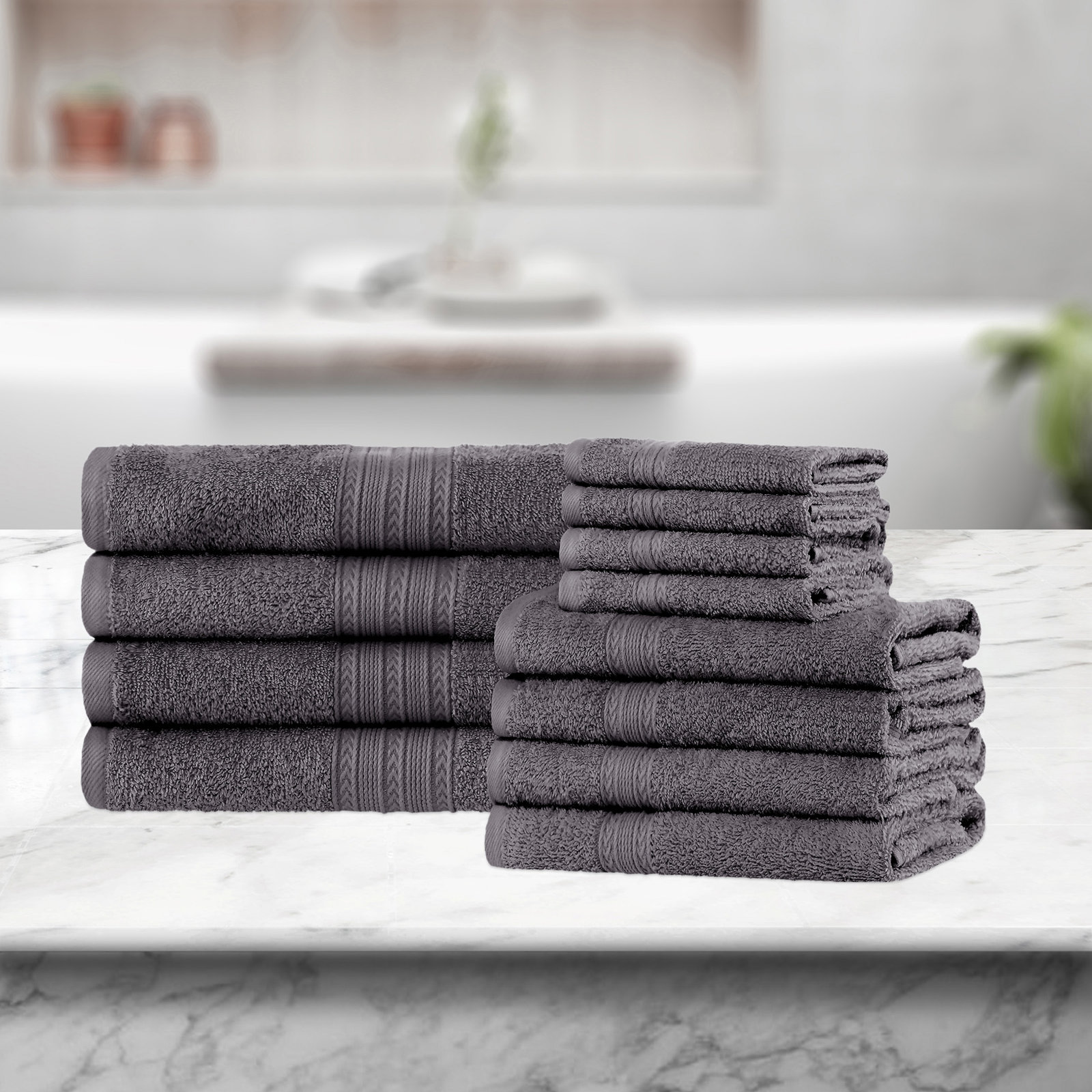 Hannu 12-Piece Sustainable Cotton Towel Set, Graphite