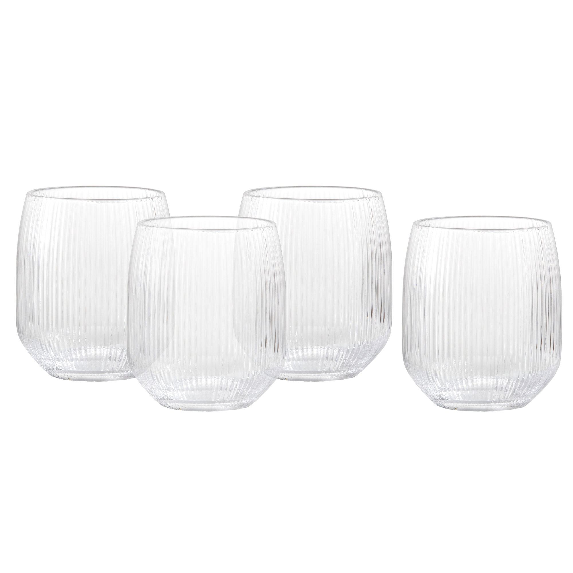Fortessa Estiva Glass, 17.5 Ounce Tall Tumbler (Set of 4), Textured Clear, Textured Clear, 17.5 fl oz