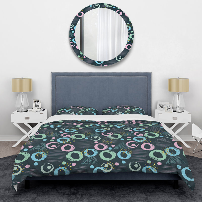 Multicolor Abstract Dot - Ensemble de housse de couette Abstract - Microfibre de polyester