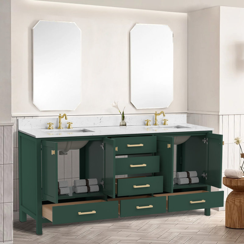 Meuble-lavabo spacieux en bois massif avec double lavabo moderne