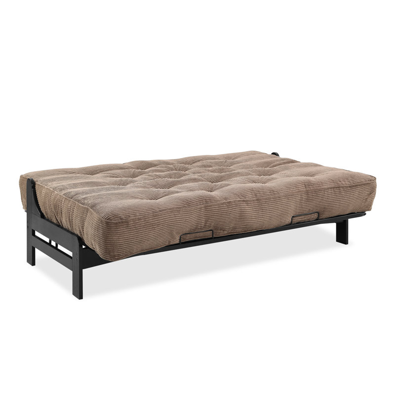 Futon et matelas Mcburney, Velours côtelé couleur chocolat