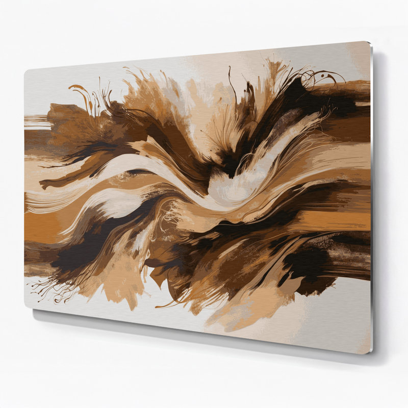 «Lyrical Abstraction 21», art mural en métal beige, H 20 po x l 24 po
