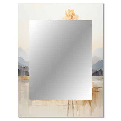 Minimalism Yellow Tree Solitude IV - Trees Large Wall Mirror, Traditional Unique Mirror, Printed Metal Art