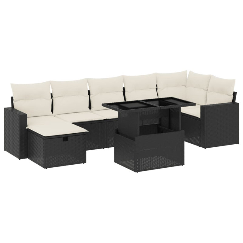 Ensemble de canapé de jardin Vidaxl noir et blanc crème