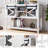 Farmhouse Entryway Table With Sliding Barn Doors, Sofa Table With Storage And Open Shelf, Console Tables-104850506
