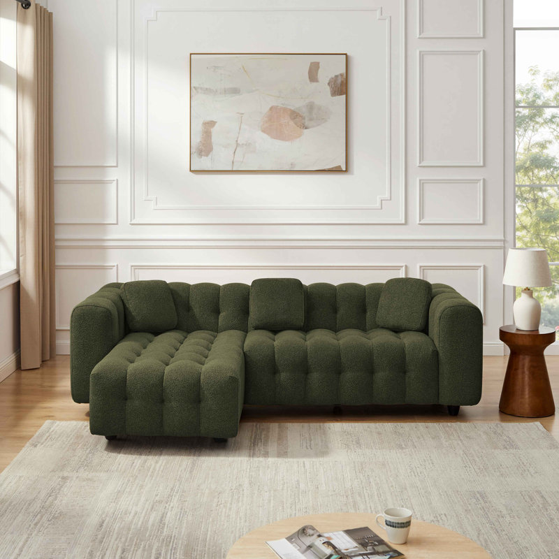 Ollis Minimore Modern Style Betty 2.5 Seater With Chaise, Khaki