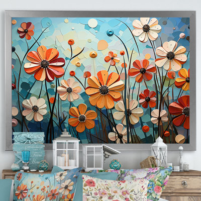 " Cubist Zinnias Flowers Collage II "