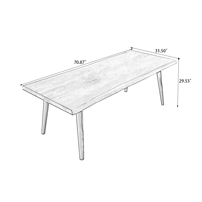 Table papillon brun en bois massif rectangulaire, H 29,53 po x L 70,87 po x l 31,5 po