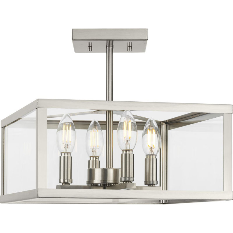 Galil Glass Semi Flush Mount, Brushed Nickel