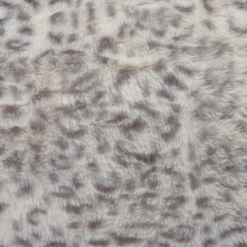  Coussin de dossier en fausse fourrure, Crème/gris