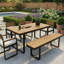 Ensemble de salle à manger d'extérieur moderne en bois d'acacia avec banc et coussins 6 pièces Modern-681573101
