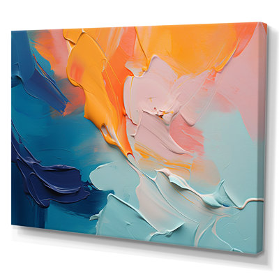 «Blue and Orange Paint Abstract Expression 2», art mural abstrait