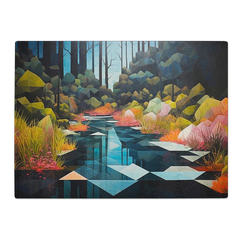 Pond Geometric No.2  Glass Chopping Board