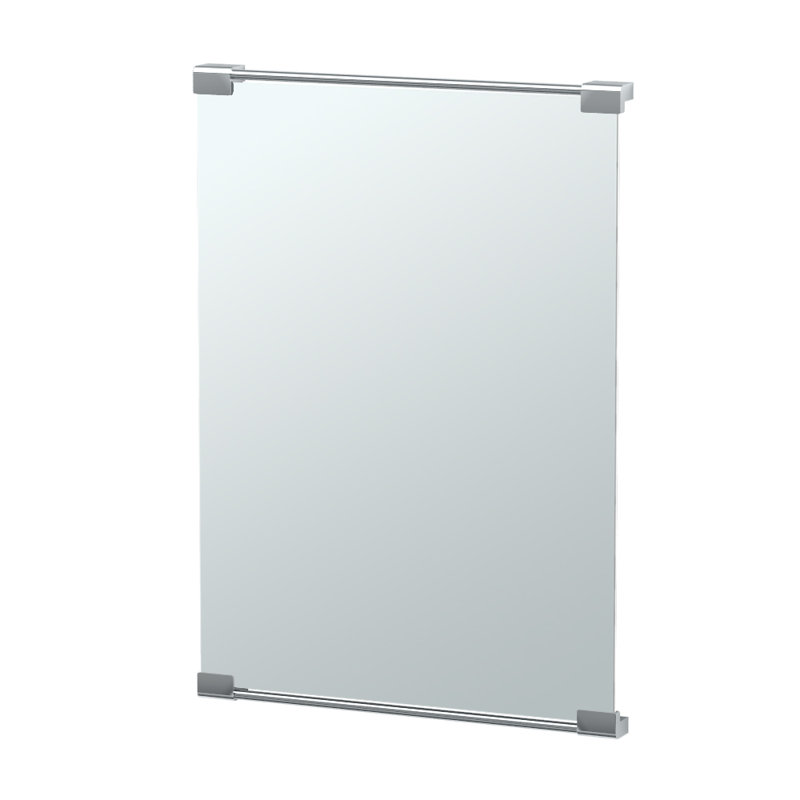 Wall Mount Décor Mirror | Rectangle Bathroom Vanity Mirror, Mount Landscape or Portrait, 30" H x 22" W, Chrome