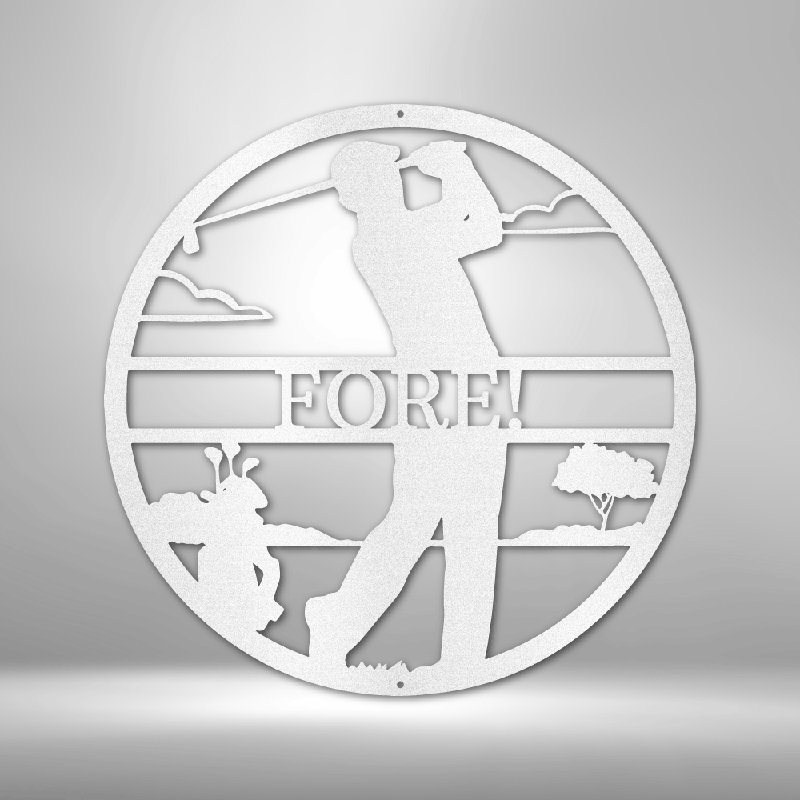 Monogramme personnalisé en forme de golfeur en acier avec finition élégante pour la maison et le golf, Yes, Blanc