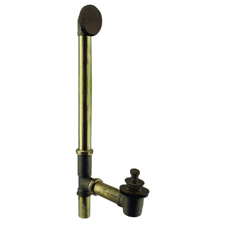 22-1/2" 20 ga. Fully Finished Brass Pull & Close Bathtub Leg Drain Assembly with No-Hole Overflow